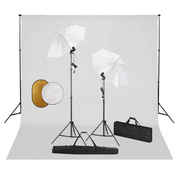 ARDEBO.de - Fotostudio-Set mit Leuchten, Schirmen, Hintergrund, Reflektor