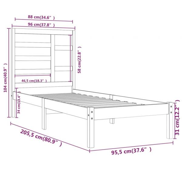 Massivholzbett 90x200 cm