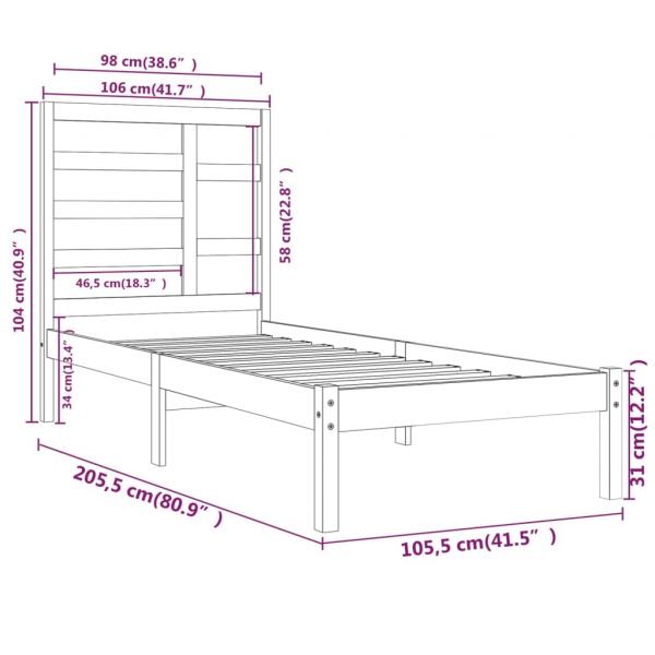 Massivholzbett Honigbraun 100x200 cm