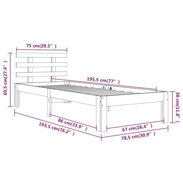 Massivholzbett Honigbraun 75x190 cm