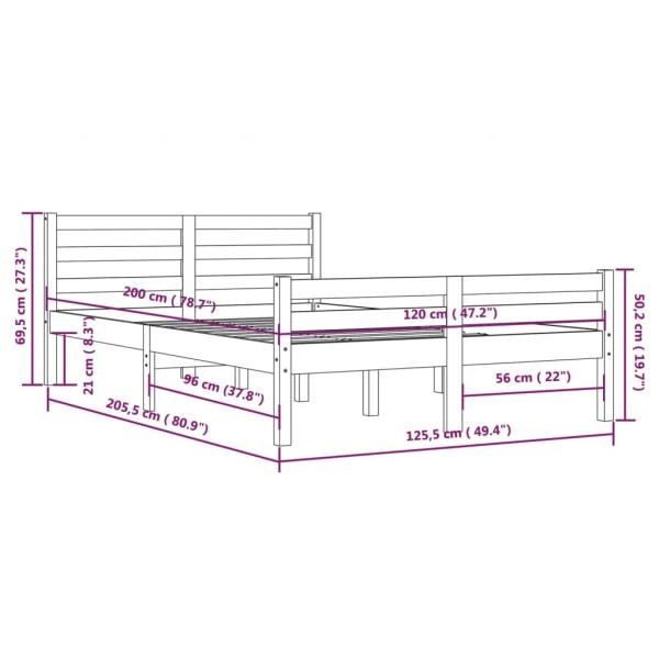 Massivholzbett Grau 120x200 cm