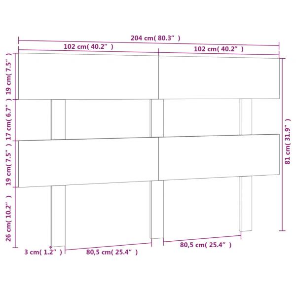 Kopfteil Weiß 204x3x81 cm Massivholz Kiefer