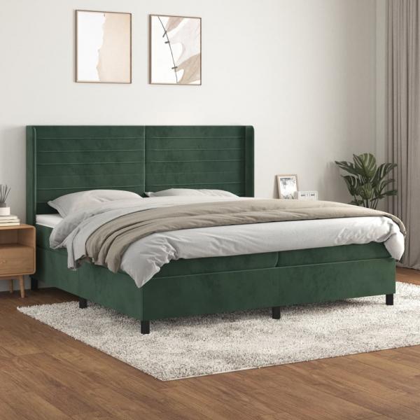 ARDEBO.de - Boxspringbett mit Matratze Dunkelgrün 200x200 cm Samt