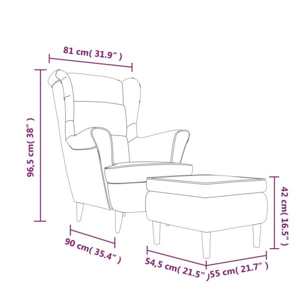 Ohrensessel mit Hocker Braun Samt