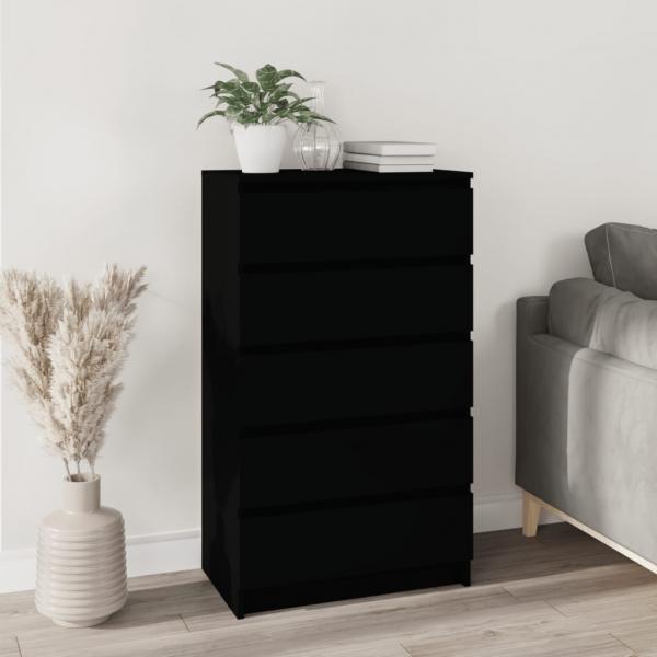 ARDEBO.de - Schubladenschrank Schwarz 60x36x103 cm Holzwerkstoff