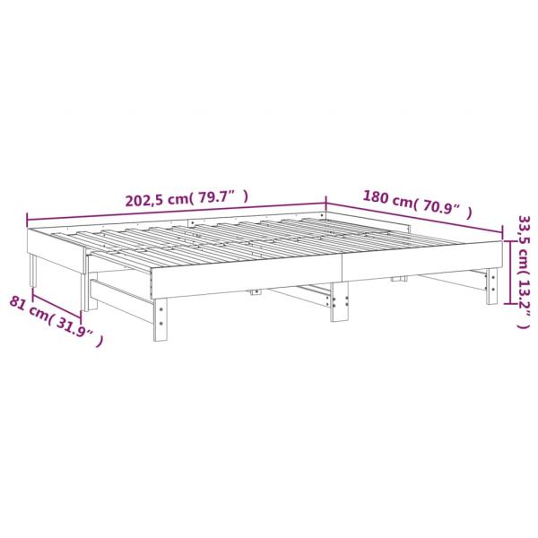 Tagesbett Ausziehbar Grau 2x(90x200) cm Massivholz Kiefer