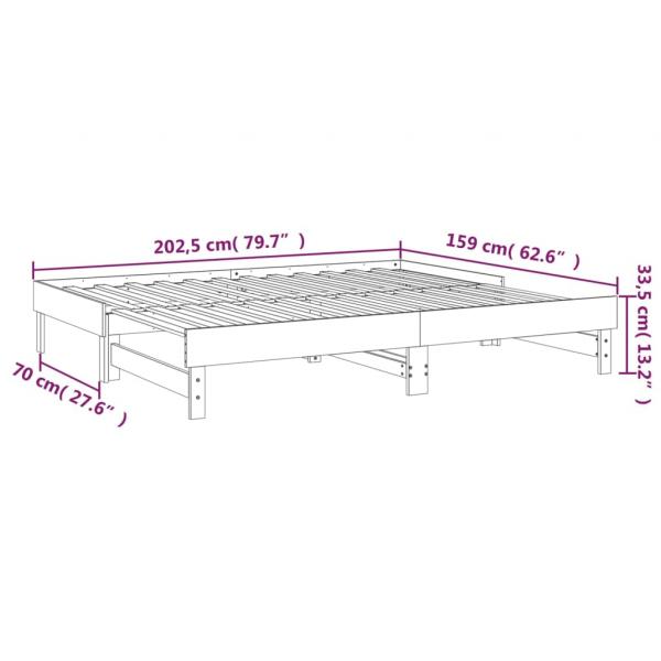 Tagesbett Ausziehbar Grau 2x(80x200) cm Massivholz Kiefer