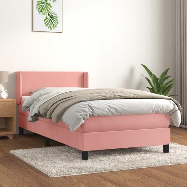 ARDEBO.de - Boxspringbett mit Matratze Rosa 90x200 cm Samt