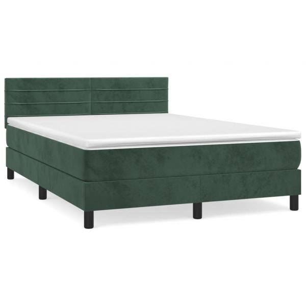 Boxspringbett mit Matratze Dunkelgrün 140x190 cm Samt