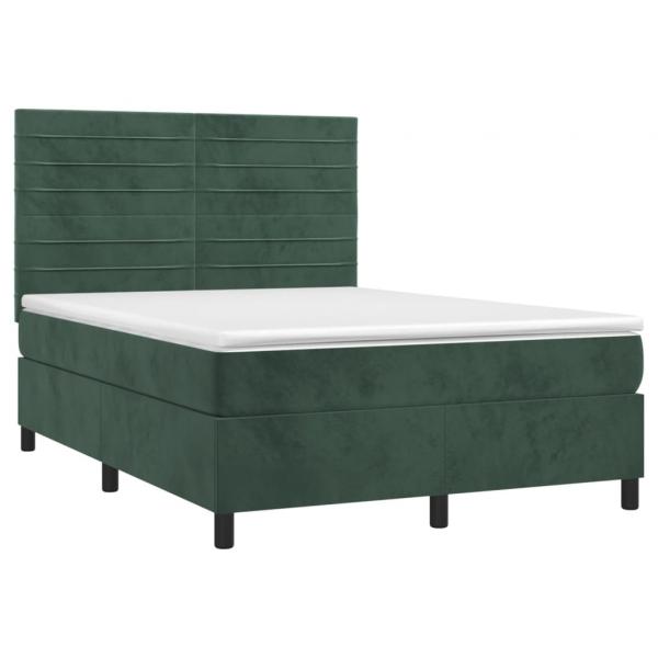 Boxspringbett mit Matratze Dunkelgrün 140x190 cm Samt