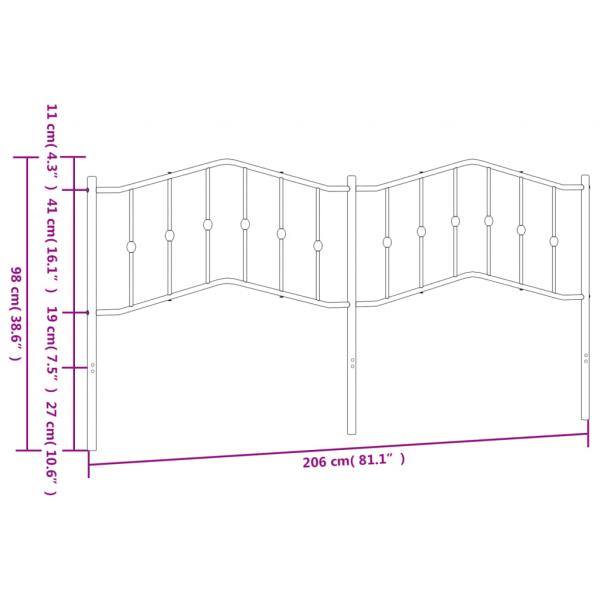 Kopfteil Metall Schwarz 200 cm