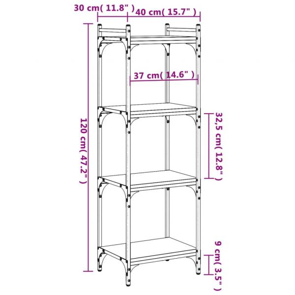 Bücherregal 4 Böden Schwarz 40x30x120 cm Holzwerkstoff