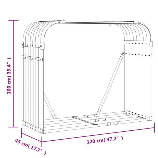 Kaminholzunterstand Hellgrau 120x45x100 cm Verzinkter Stahl