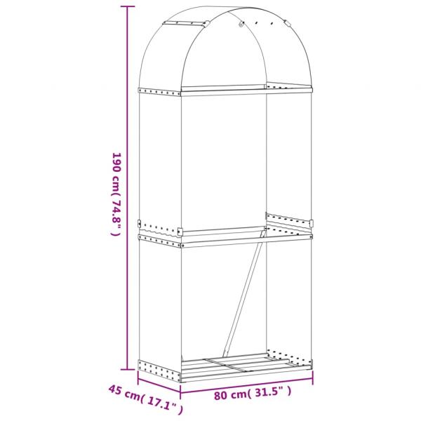 Kaminholzunterstand Braun 80x45x190 cm Verzinkter Stahl