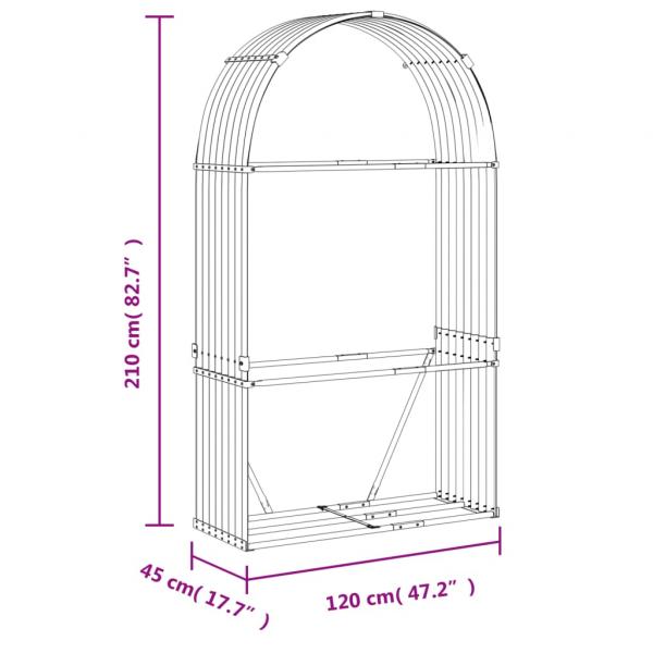 Kaminholzunterstand Braun 120x45x210 cm Verzinkter Stahl