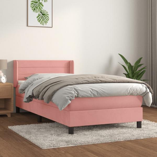 ARDEBO.de - Boxspringbett mit Matratze Rosa 90x200 cm Samt