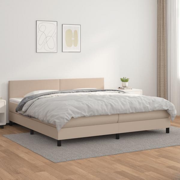 ARDEBO.de - Boxspringbett Matratze Cappuccino-Braun 200x200cm Kunstleder