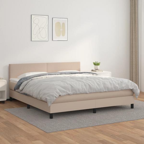 ARDEBO.de - Boxspringbett Matratze Cappuccino-Braun 160x200 cm Kunstleder