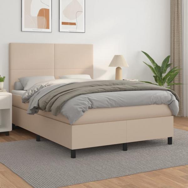 ARDEBO.de - Boxspringbett Matratze Cappuccino-Braun 140x200cm Kunstleder