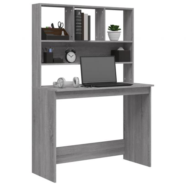 Schreibtisch mit Regal Grau Sonoma 102x45x148 cm Holzwerkstoff