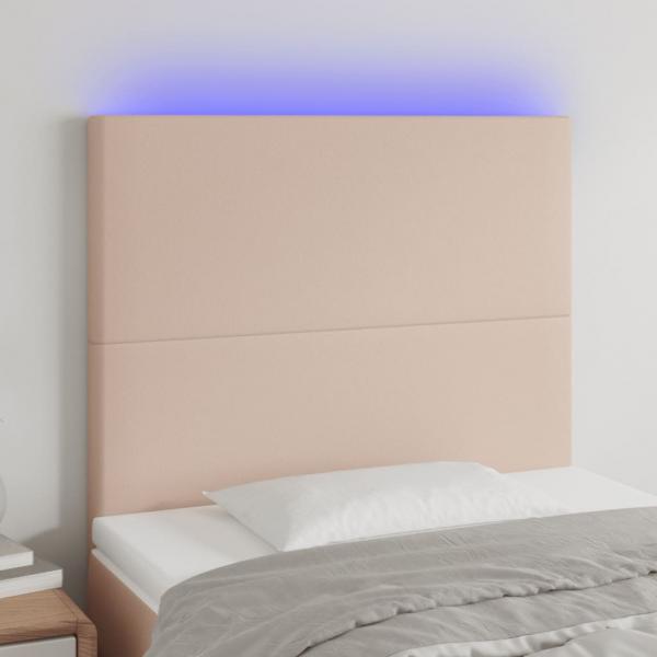 ARDEBO.de - LED Kopfteil Cappuccino-Braun 80x5x118/128 cm Kunstleder