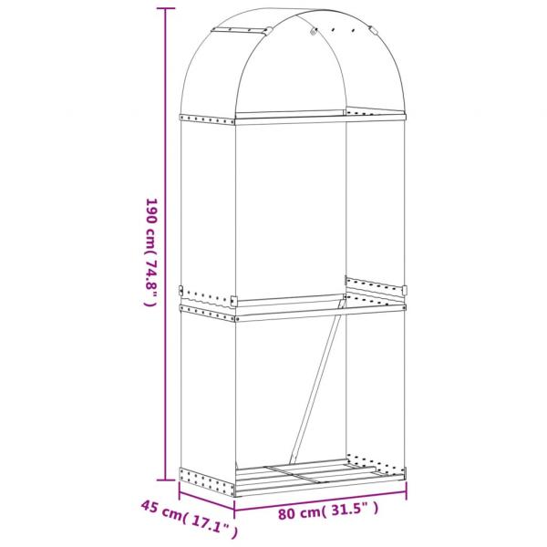 Kaminholzunterstand Grün 80x45x190 cm Verzinkter Stahl