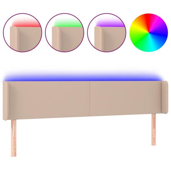 LED Kopfteil Cappuccino-Braun 203x16x78/88 cm Kunstleder