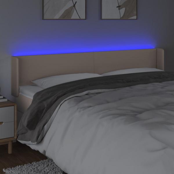 LED Kopfteil Cappuccino-Braun 203x16x78/88 cm Kunstleder