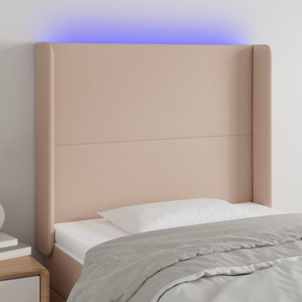 ARDEBO.de - LED Kopfteil Cappuccino-Braun 103x16x118/128cm Kunstleder