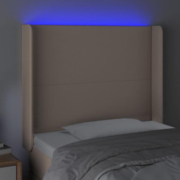 LED Kopfteil Cappuccino-Braun 103x16x118/128cm Kunstleder