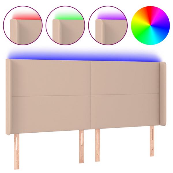 LED Kopfteil Cappuccino-Braun 163x16x118/128cm Kunstleder