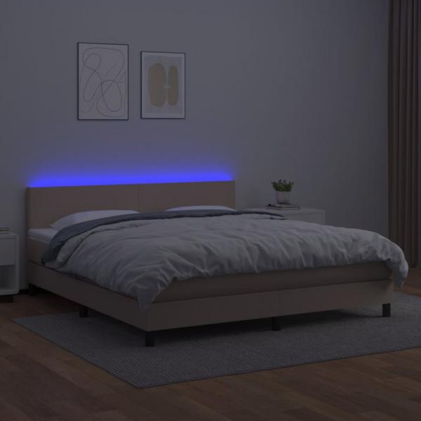 Boxspringbett mit Matratze & LED Cappuccino-Braun 160x200cm