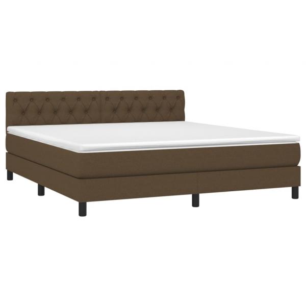 Boxspringbett mit Matratze & LED Dunkelbraun 160x200 cm Stoff