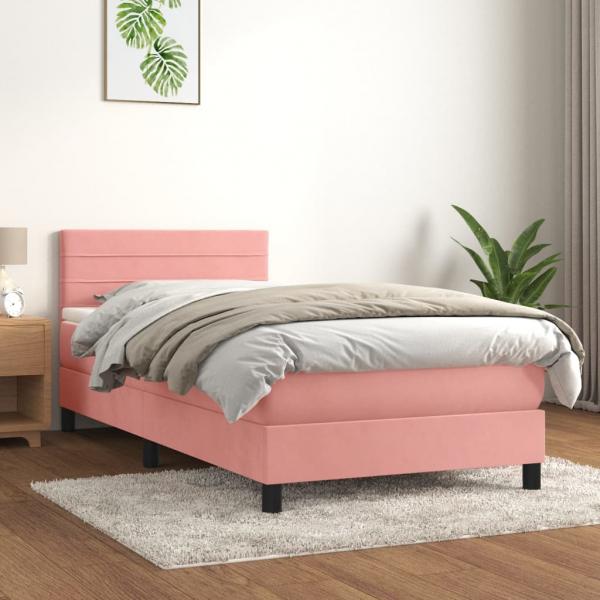 ARDEBO.de - Boxspringbett mit Matratze Rosa 90x190 cm Samt