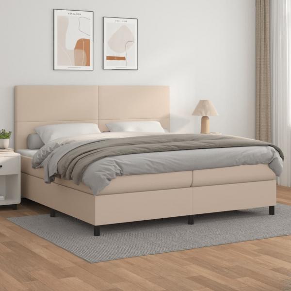 ARDEBO.de - Boxspringbett Matratze Cappuccino-Braun 200x200cm Kunstleder