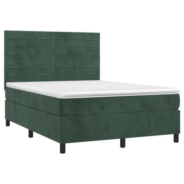 Boxspringbett mit Matratze Dunkelgrün 140x200 cm Samt