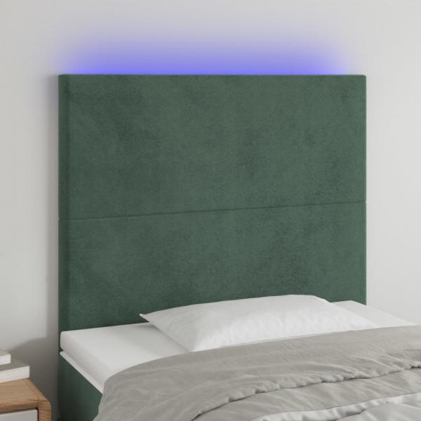 ARDEBO.de - LED Kopfteil Dunkelgrün 80x5x118/128 cm Samt