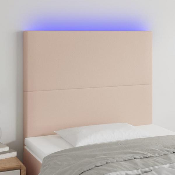 ARDEBO.de - LED Kopfteil Cappuccino-Braun 100x5x118/128cm Kunstleder