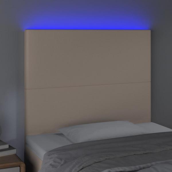 LED Kopfteil Cappuccino-Braun 100x5x118/128cm Kunstleder