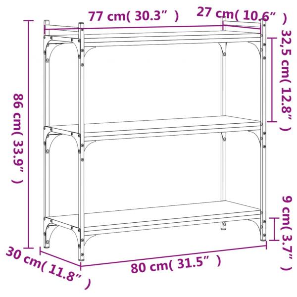 Bücherregal 3 Böden Schwarz 80x30x86 cm Holzwerkstoff