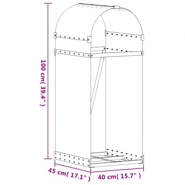 Kaminholzunterstand Braun 40x45x100 cm Verzinkter Stahl