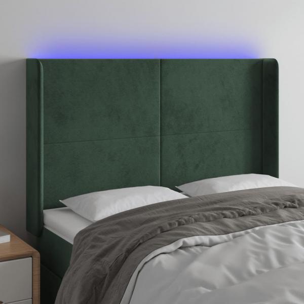 ARDEBO.de - LED Kopfteil Dunkelgrün 147x16x118/128 cm Samt