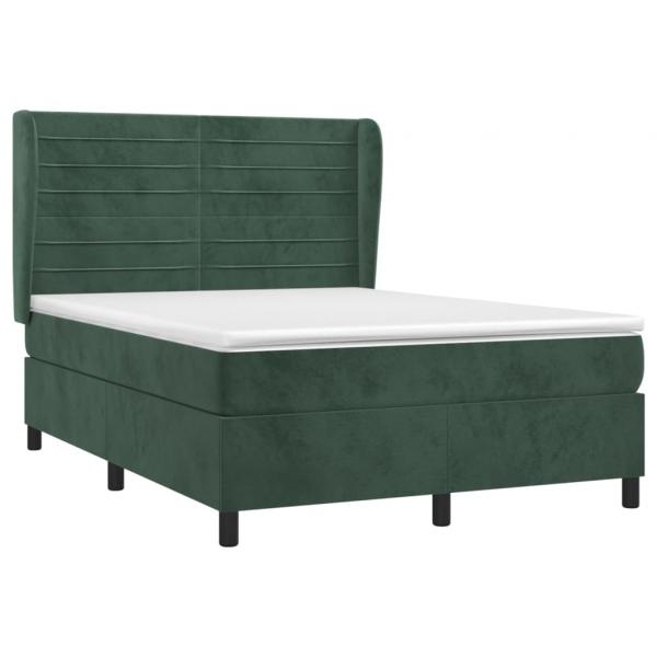 Boxspringbett mit Matratze Dunkelgrün 140x190 cm Samt