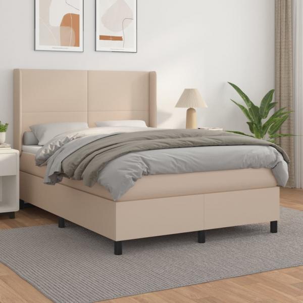 ARDEBO.de - Boxspringbett Matratze Cappuccino-Braun 140x200cm Kunstleder