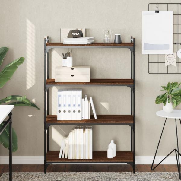 ARDEBO.de - Bücherregal 4 Böden Braun Eiche-Optik 80x30x120cm Holzwerkstoff