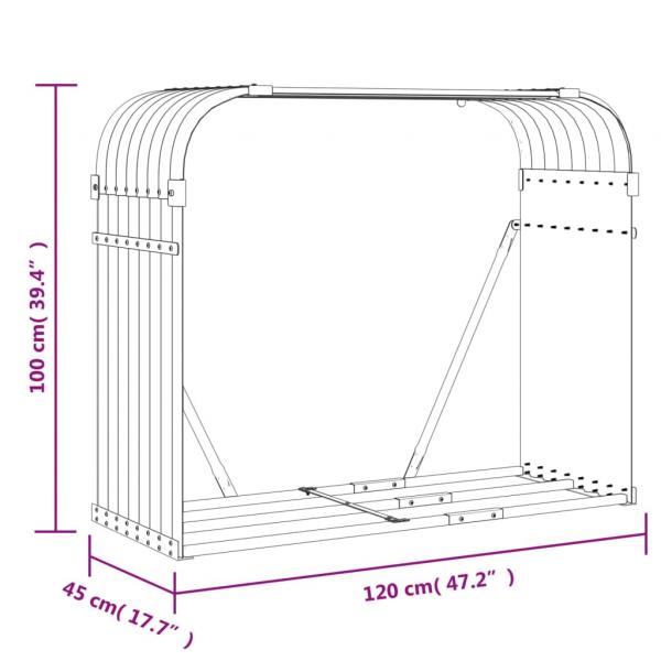 Kaminholzunterstand Grün 120x45x100 cm Verzinkter Stahl