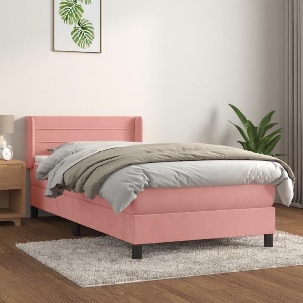 ARDEBO.de - Boxspringbett mit Matratze Rosa 90x190 cm Samt