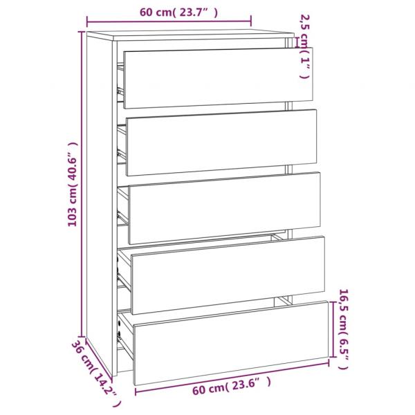 Schubladenschrank Weiß 60x36x103 cm Holzwerkstoff