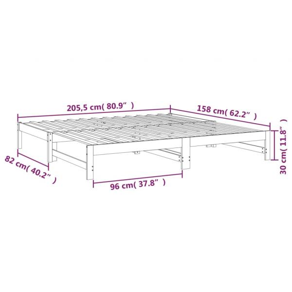 Tagesbett Ausziehbar Weiß 2x(80x200) cm Massivholz Kiefer