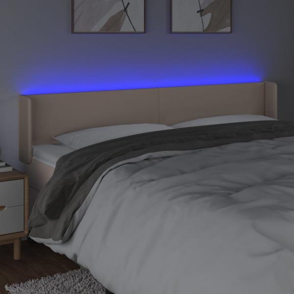 LED Kopfteil Cappuccino-Braun 183x16x78/88 cm Kunstleder